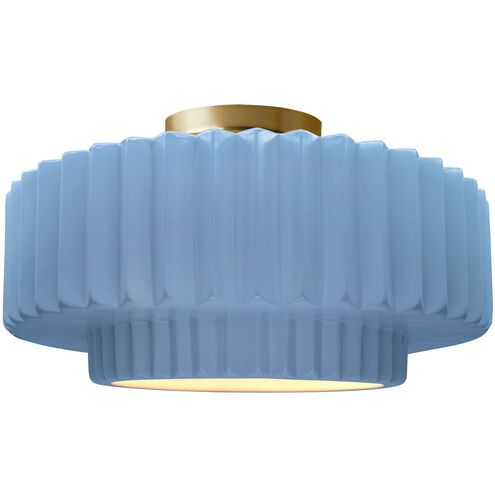 Radiance LED 14.5 inch Sky Blue and Brushed Brass Semi Flush Ceiling Light