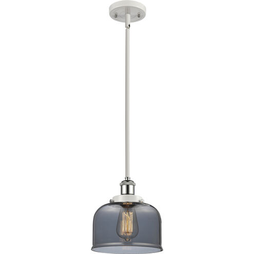 Ballston Large Bell 1 Light 8 inch White and Polished Chrome Pendant Ceiling Light in Plated Smoke Glass