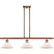 Ballston Orwell 3 Light 36 inch Antique Copper Island Light Ceiling Light in Matte White Glass, Ballston