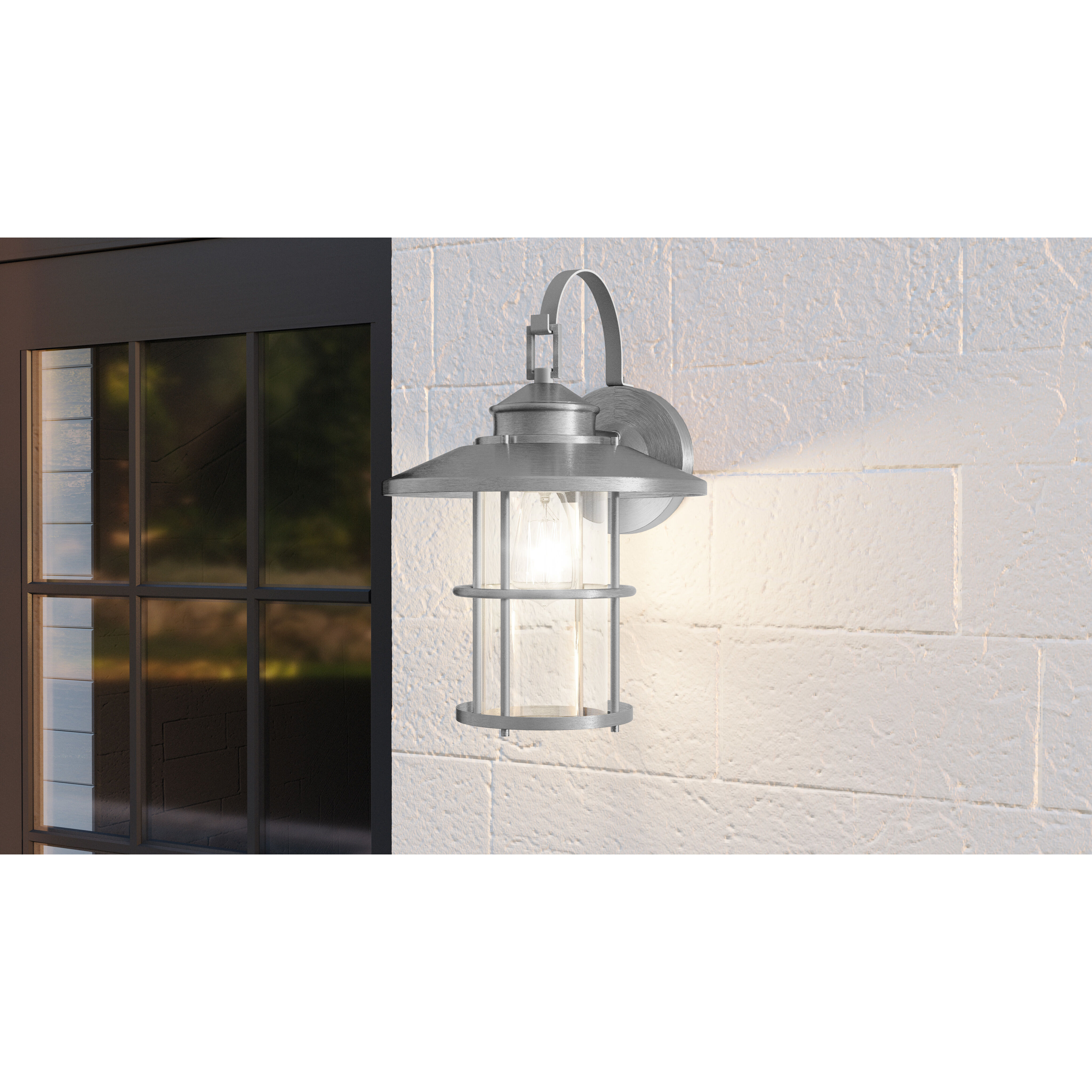 Lombard 1 Light 17 inch Antique Brushed Aluminum Outdoor Wall Lantern