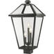 Talbot 3 Light 22.25 inch Black Outdoor Post Mount Fixture in Clear Beveled Glass