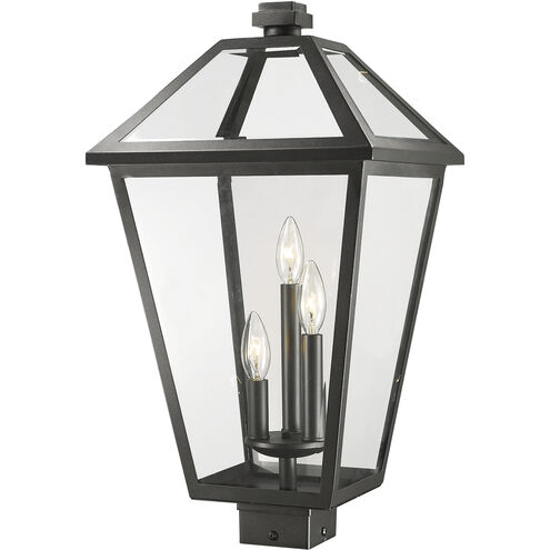 Talbot 3 Light 22.25 inch Black Outdoor Post Mount Fixture in Clear Beveled Glass