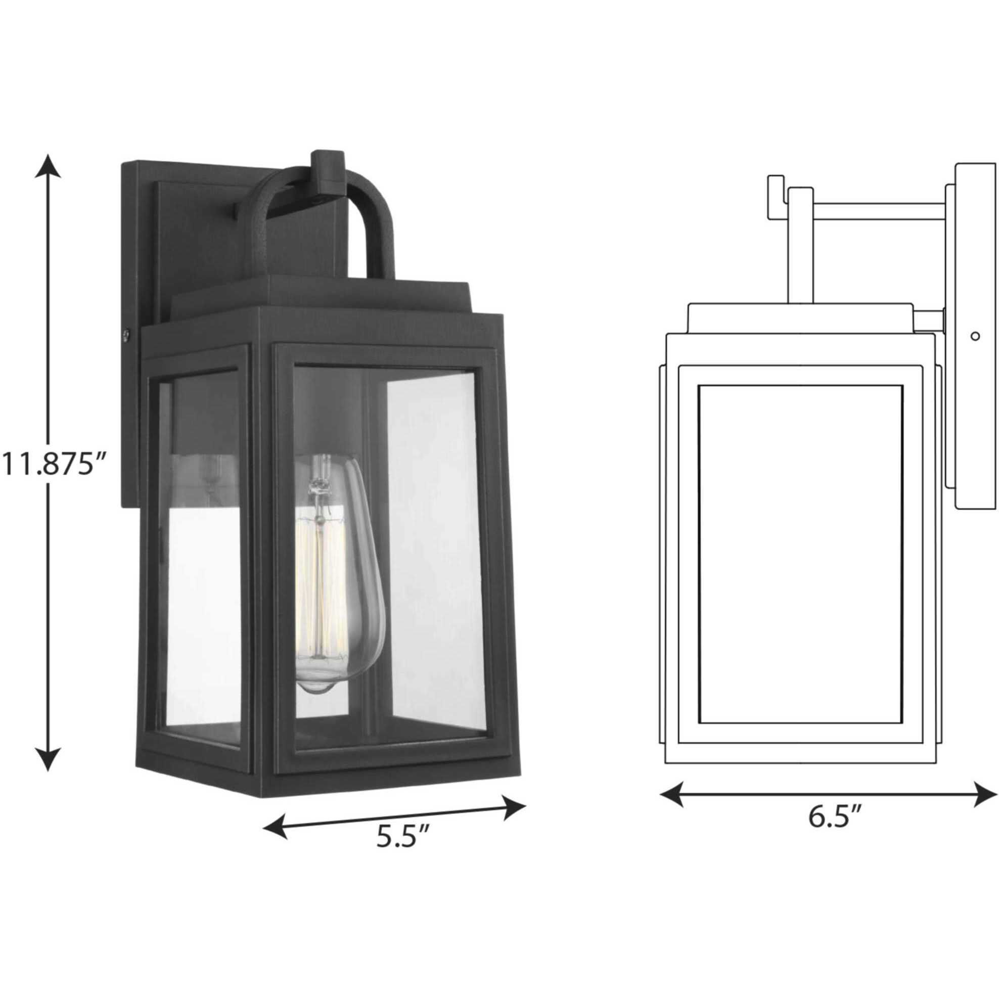 Grandbury 1 Light 12 inch Textured Black Outdoor Wall Lantern, with DURASHIELD, Small 