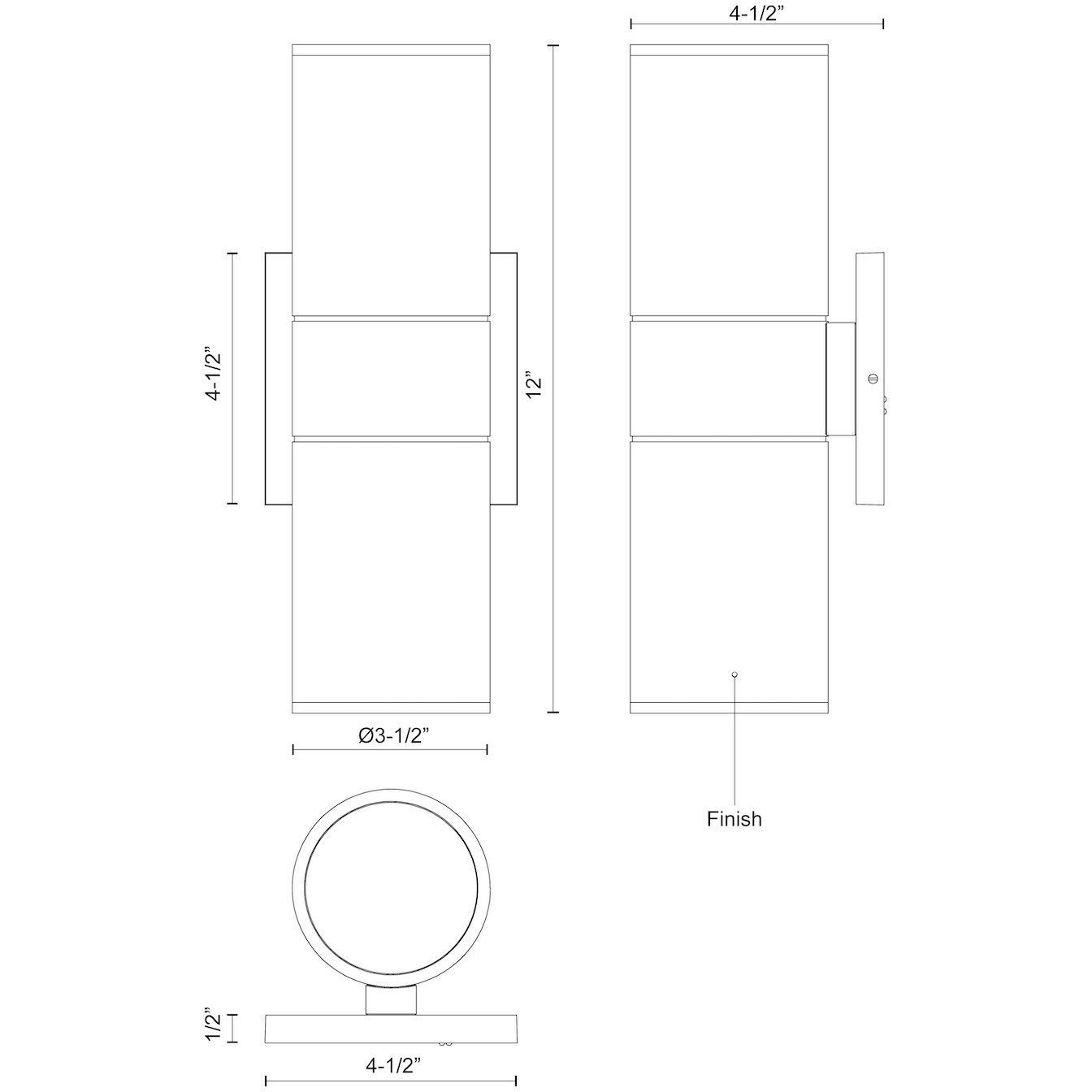 Lund LED 12 inch Black Exterior Wall Sconce