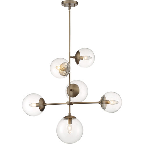 Sky 6 Light 16 inch Burnished Brass Pendant Ceiling Light