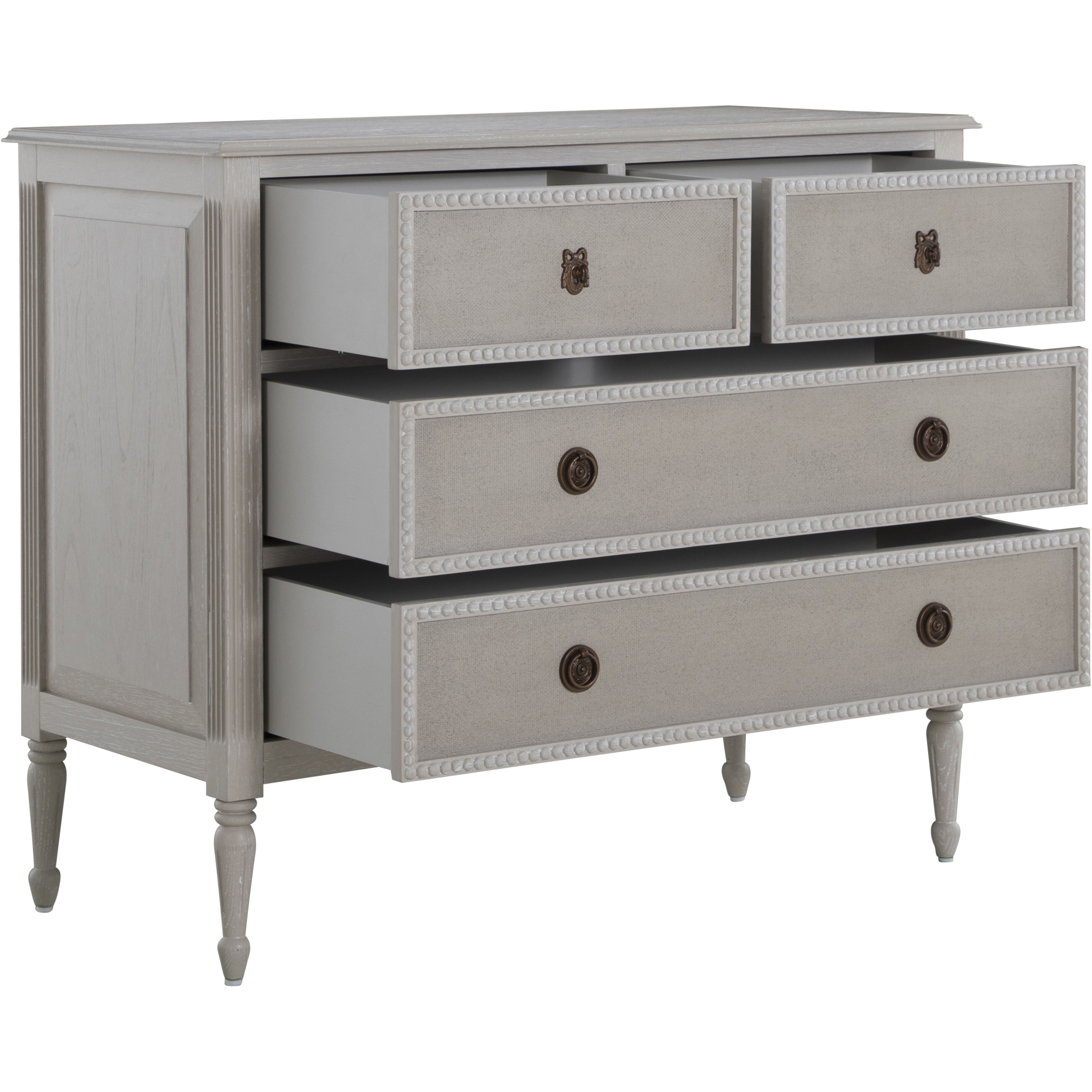 Caroline Cerused White and Painted Burlap Chest