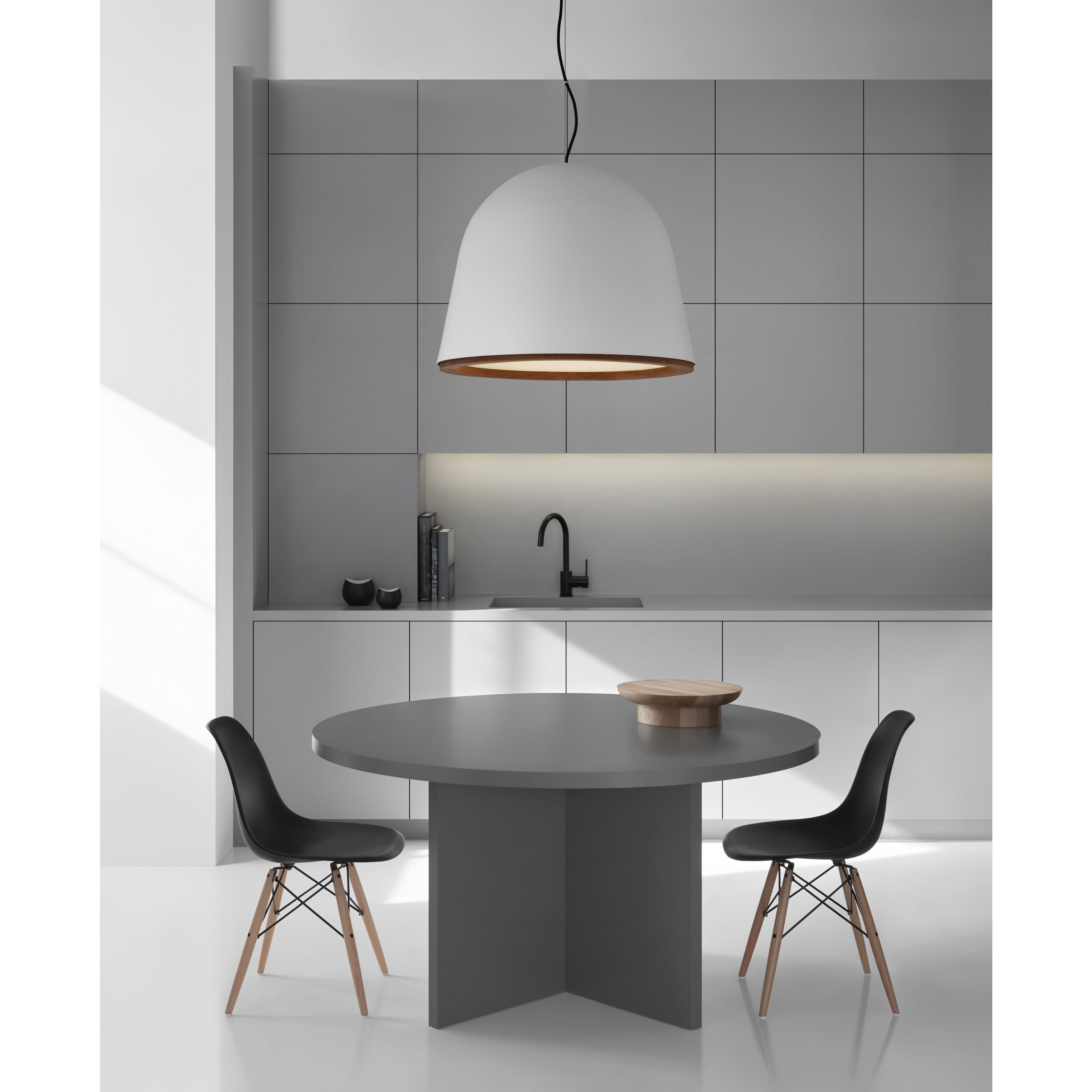 Marie Flanigan Murphy LED 24 inch Plaster White and Dark Teak Pendant Ceiling Light, Large