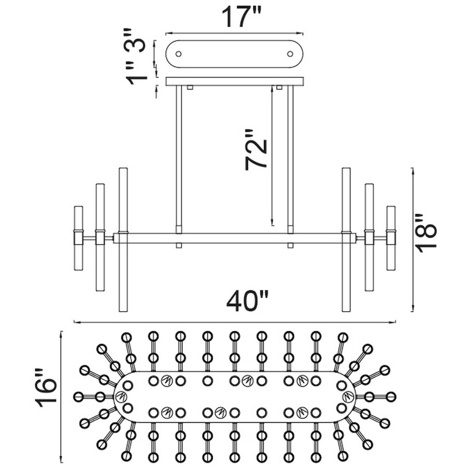Miroir 16 Light 40 inch Polished Nickel Pool Table Light Ceiling Light
