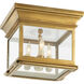 Chapman & Myers Club 3 Light 9 inch Antique-Burnished Brass Flush Mount Ceiling Light in Clear Glass, Small