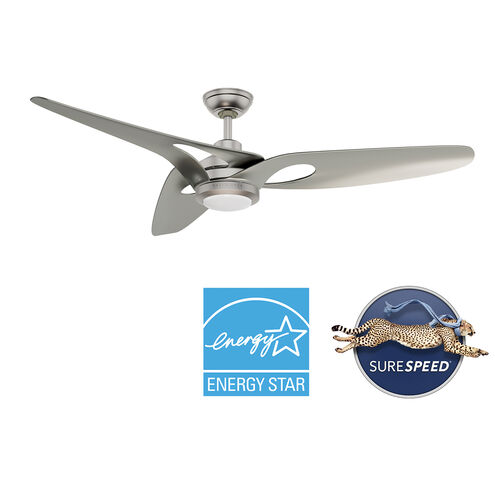 Inez 60 inch Brushed Nickel with Matte Nickel Blades Outdoor Ceiling Fan