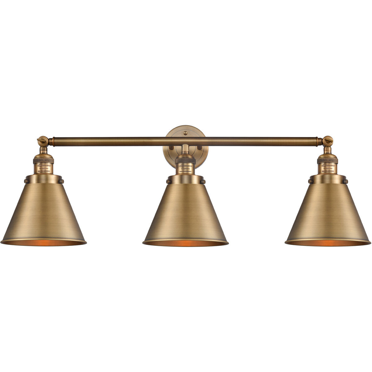Franklin Restoration Appalachian 3 Light 32 inch Brushed Brass Bath Vanity Light Wall Light, Franklin Restoration