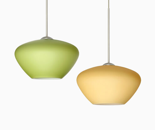 Peri 1 Light Satin Nickel Pendant Ceiling Light in Vanilla Matte Glass, Halogen