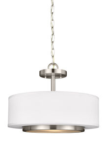 Bon Wier 2 Light 16.25 inch Brushed Nickel Convertible Pendant Semi-Flush Ceiling Light