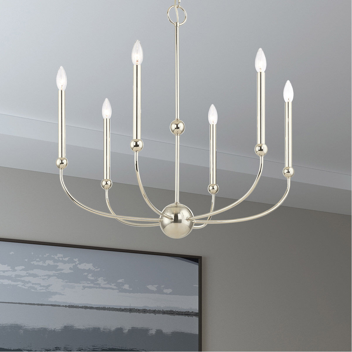Cortlandt 6 Light 28 inch Polished Nickel Chandelier Ceiling Light