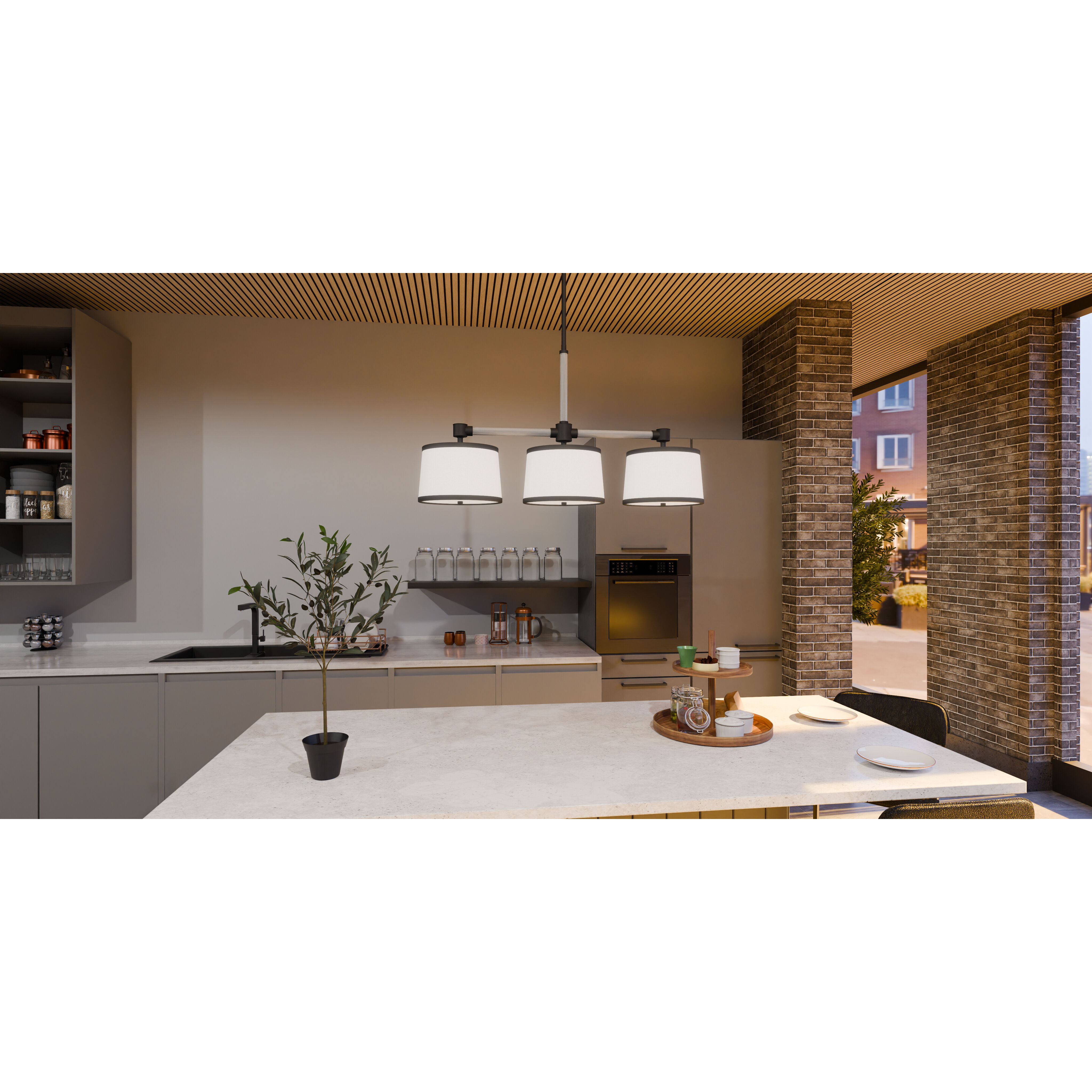 Kylen 3 Light 42 inch Matte Black Island Light Ceiling Light