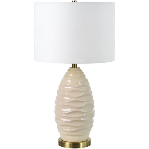 Macphee 26 inch 100.00 watt Antique Brushed Brass and Off-White Table Lamp Portable Light