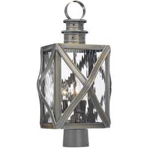 Artistic 3 Light 19 inch Brown Outdoor Post Light