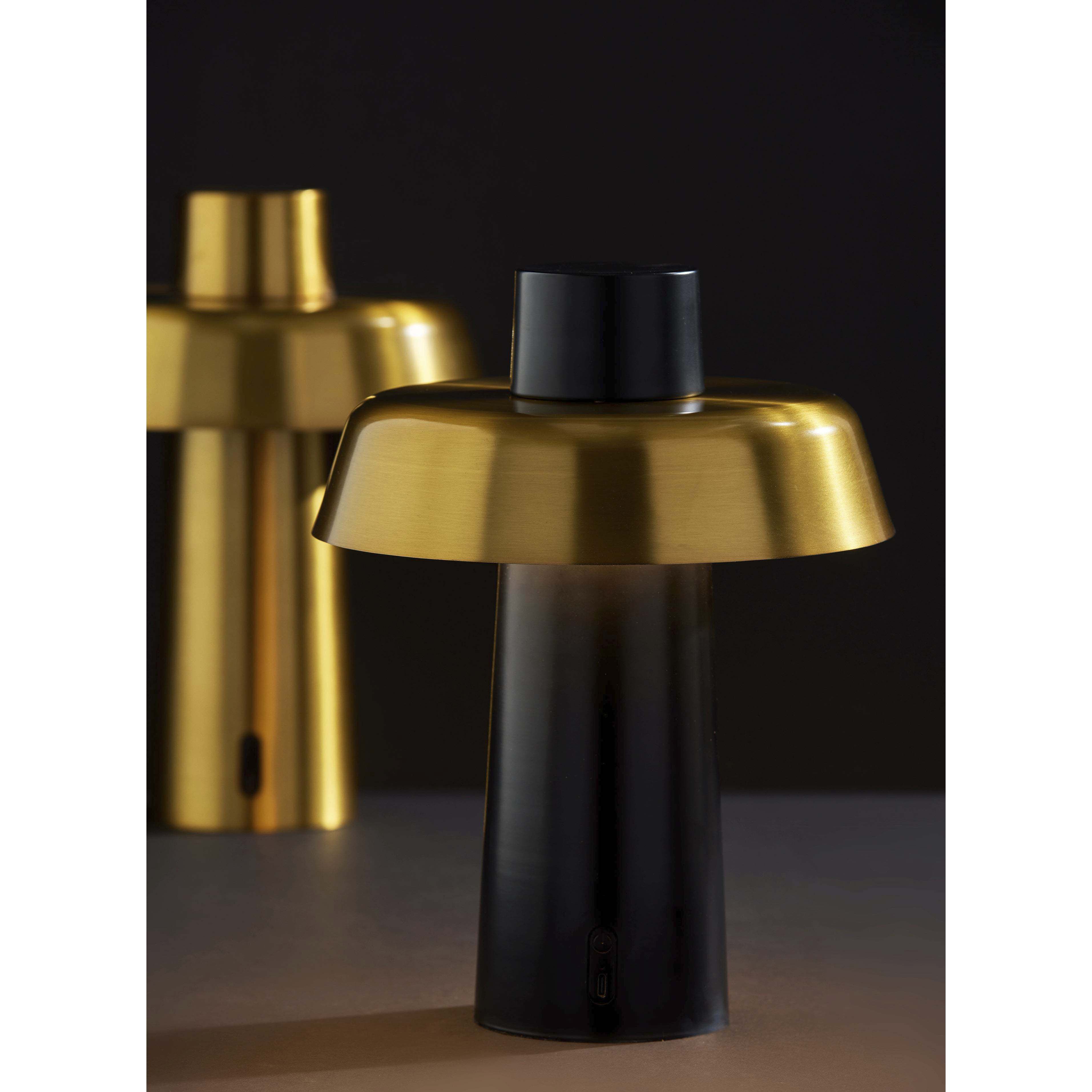 Pirlo 11.75 inch 4.00 watt Black with Antique Brass Accents Cordless Table Lamp Portable Light, ADS360