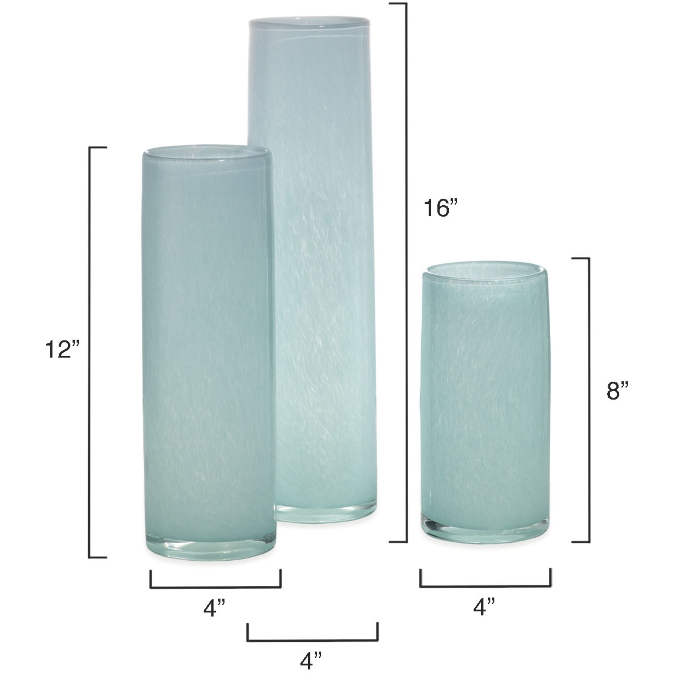 Gwendolyn 16 X 4 inch Vases in Sky Blue Glass, Set of 3