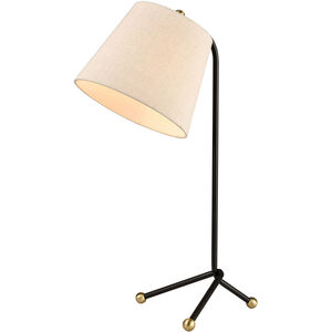 Pine Plains 25 inch 60 watt Black with Antique Brass Table Lamp Portable Light