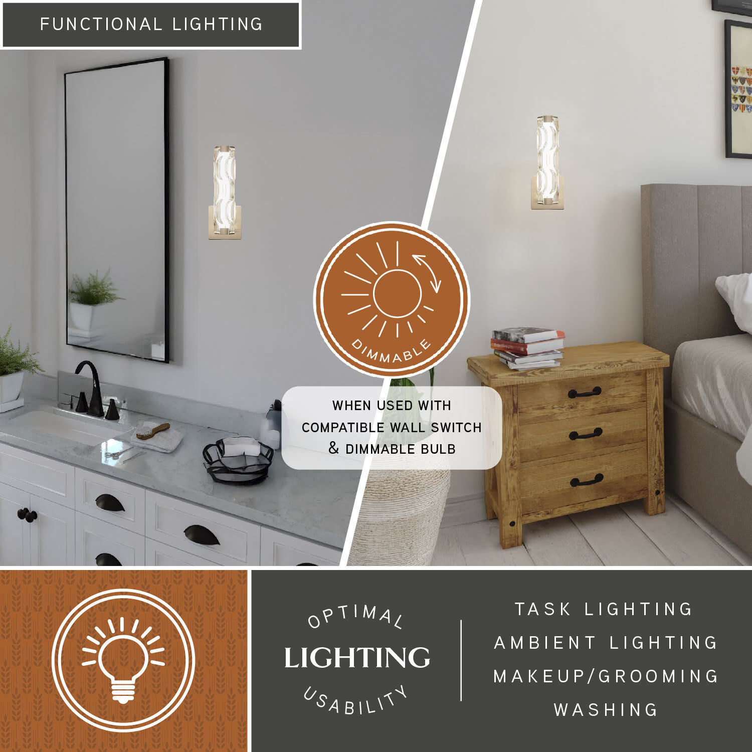 Marseille LED 4.75 inch Natural Brass Bathroom Light Wall Light