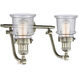Franklin Restoration Small Canton 2 Light 18 inch Brushed Satin Nickel Bath Vanity Light Wall Light in Seedy Glass, Franklin Restoration