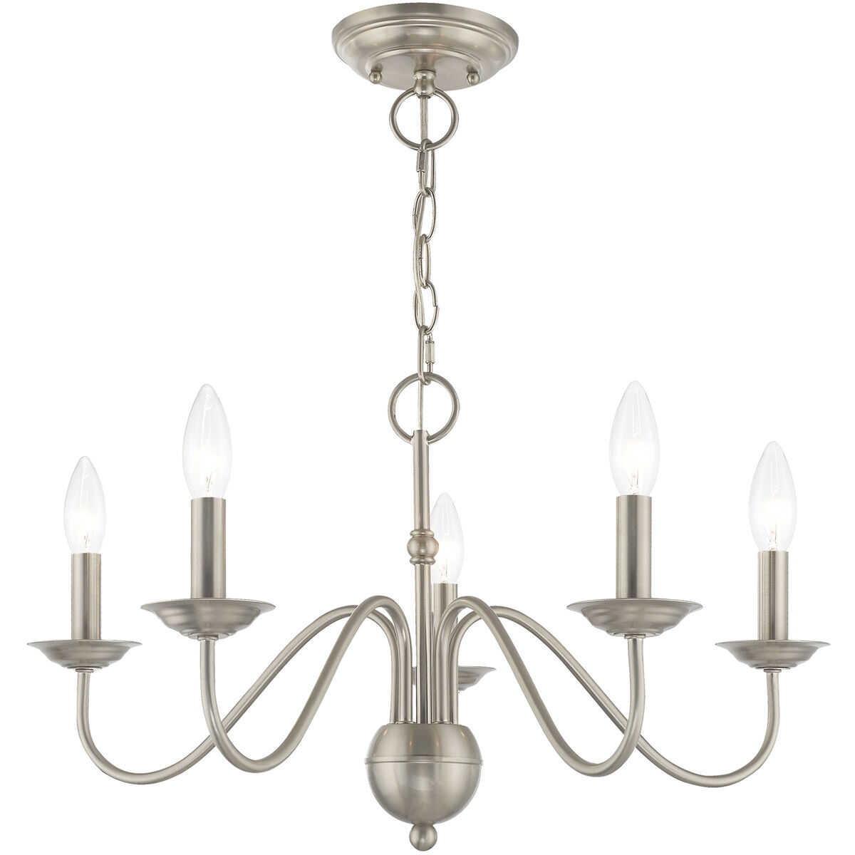 Windsor 5 Light 24 inch Brushed Nickel Chandelier Ceiling Light