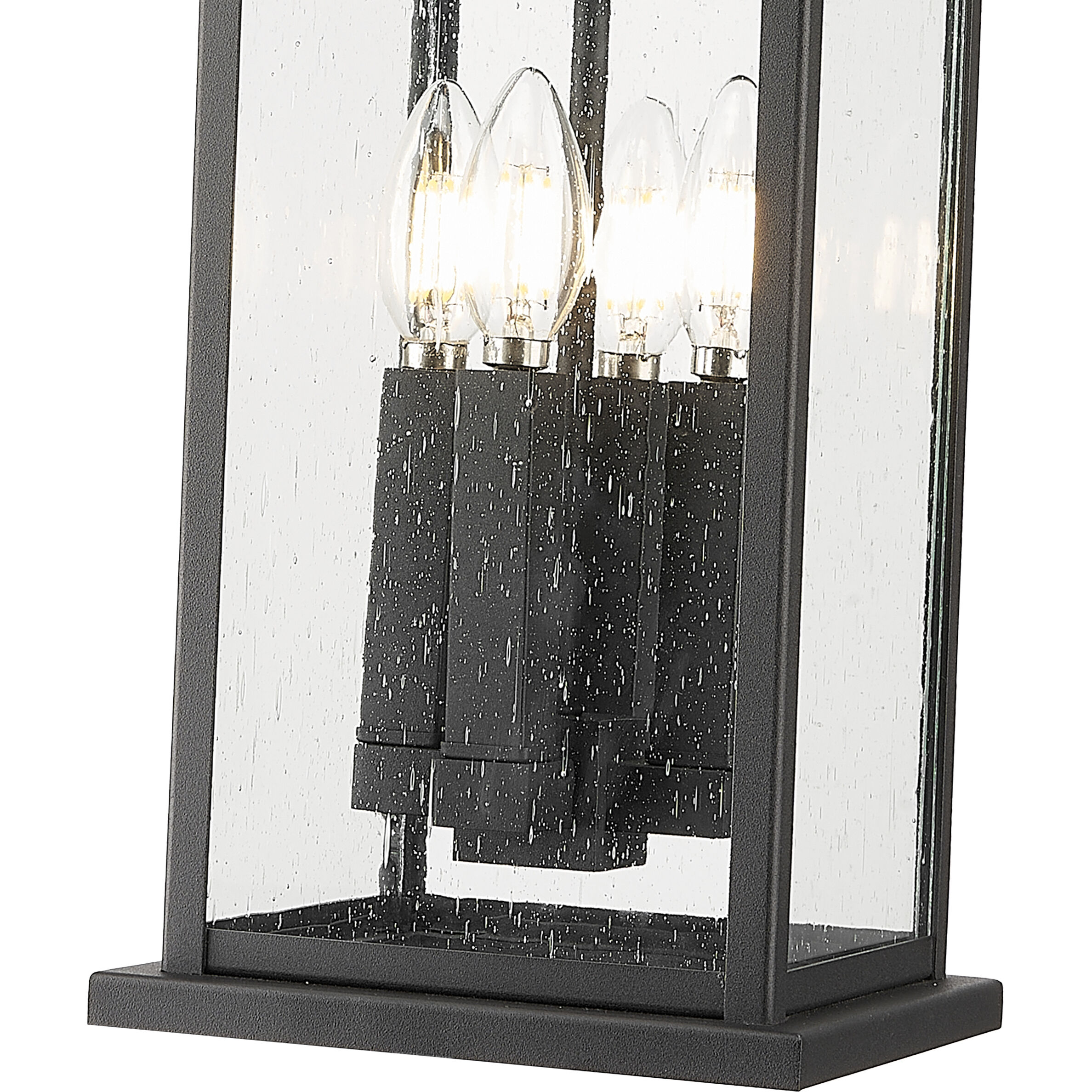 Tiberius 4 Light 9 inch Black Outdoor Chain Mount Ceiling Fixture in Clear Seedy Glass