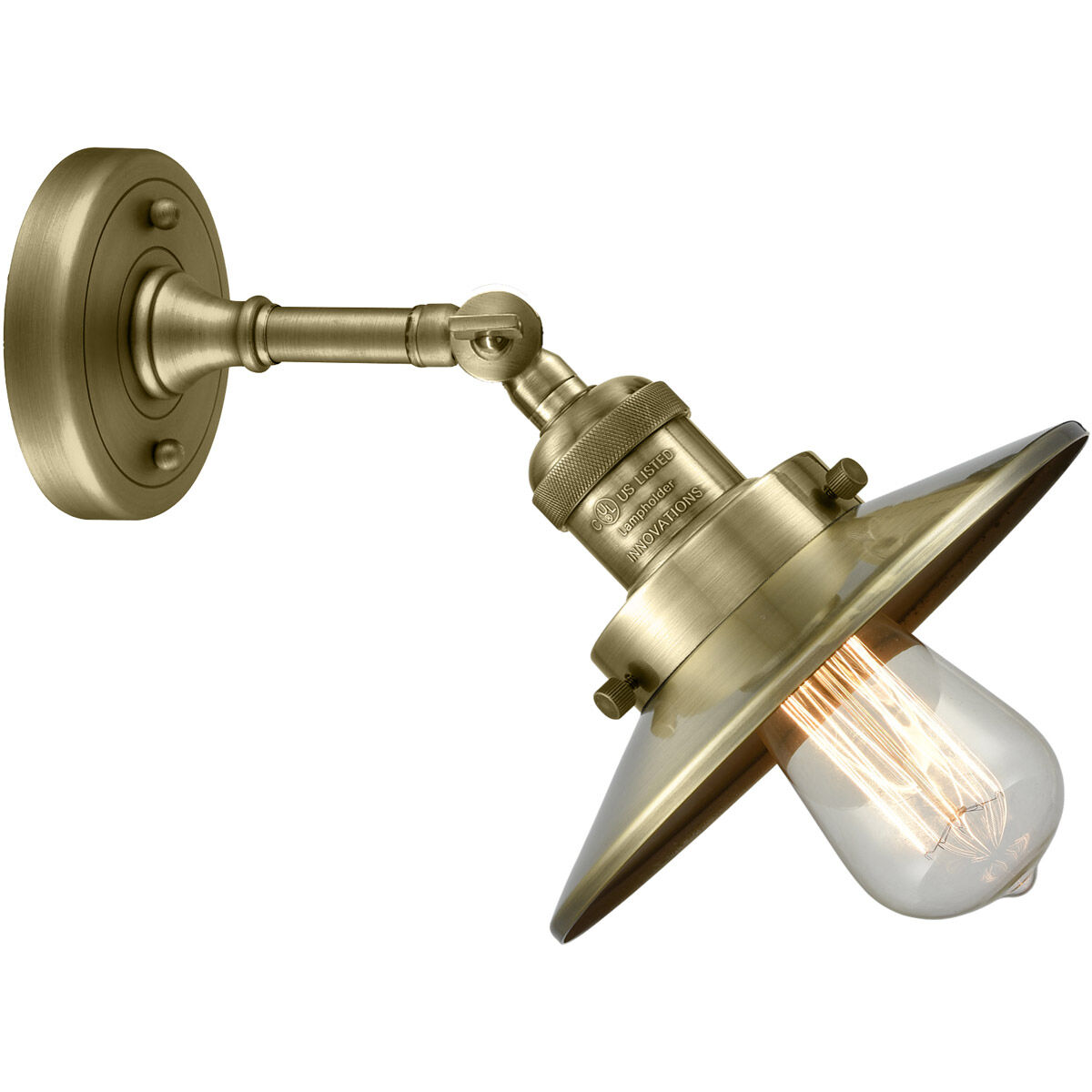 Franklin Restoration Railroad LED 8 inch Antique Brass Sconce Wall Light, Franklin Restoration