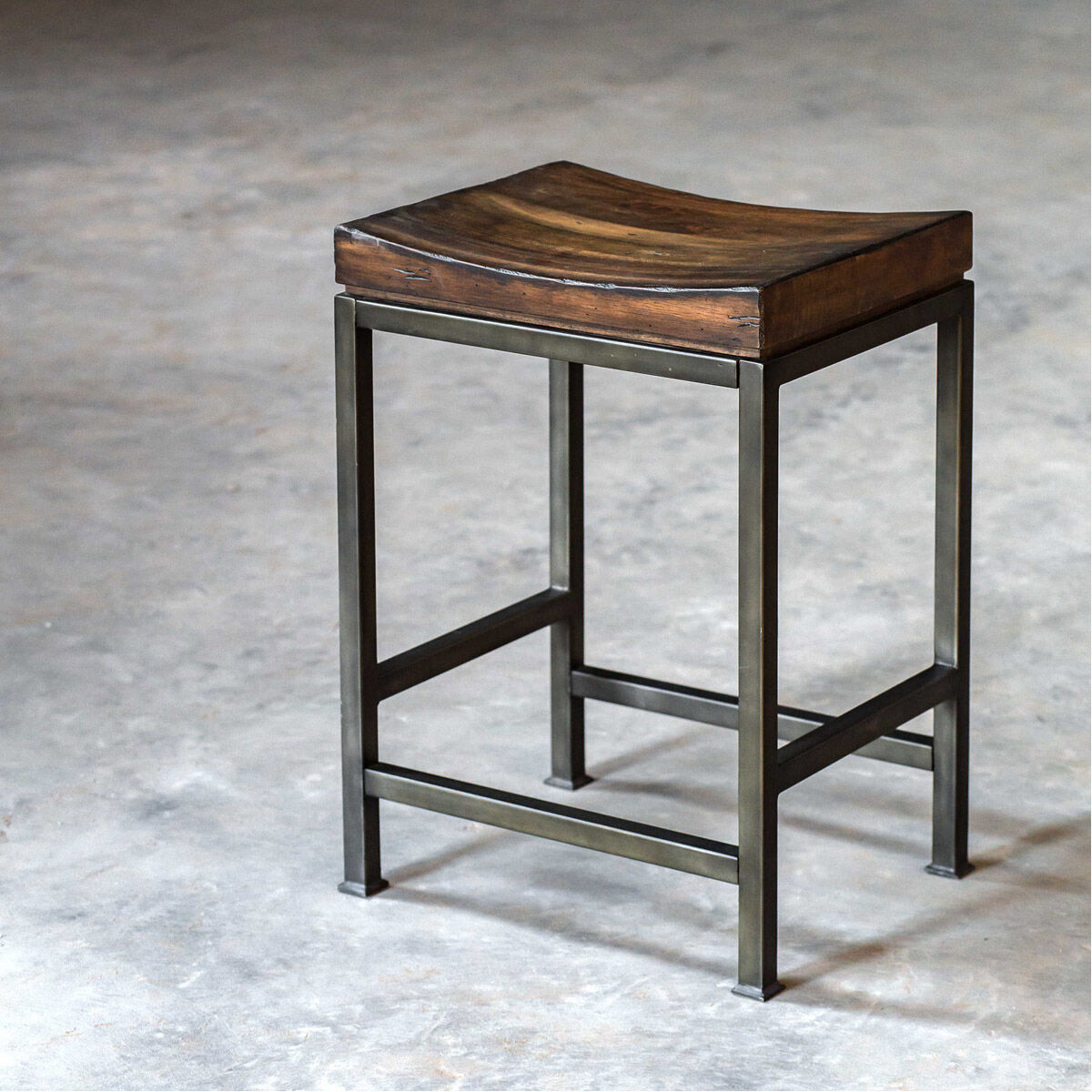 Beck 24 inch Dark Walnut and Brushed Steel Counter Stool