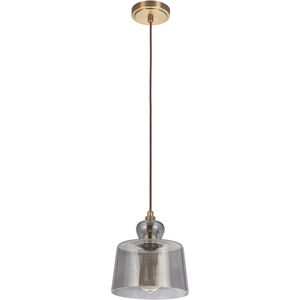 Gallery State House 1 Light 9 inch Vintage Brass Mini Pendant Ceiling Light in Smoked Clear Glass