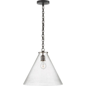 Thomas O'Brien Katie6 1 Light 15.75 inch Bronze Conical Pendant Ceiling Light in Seeded Glass