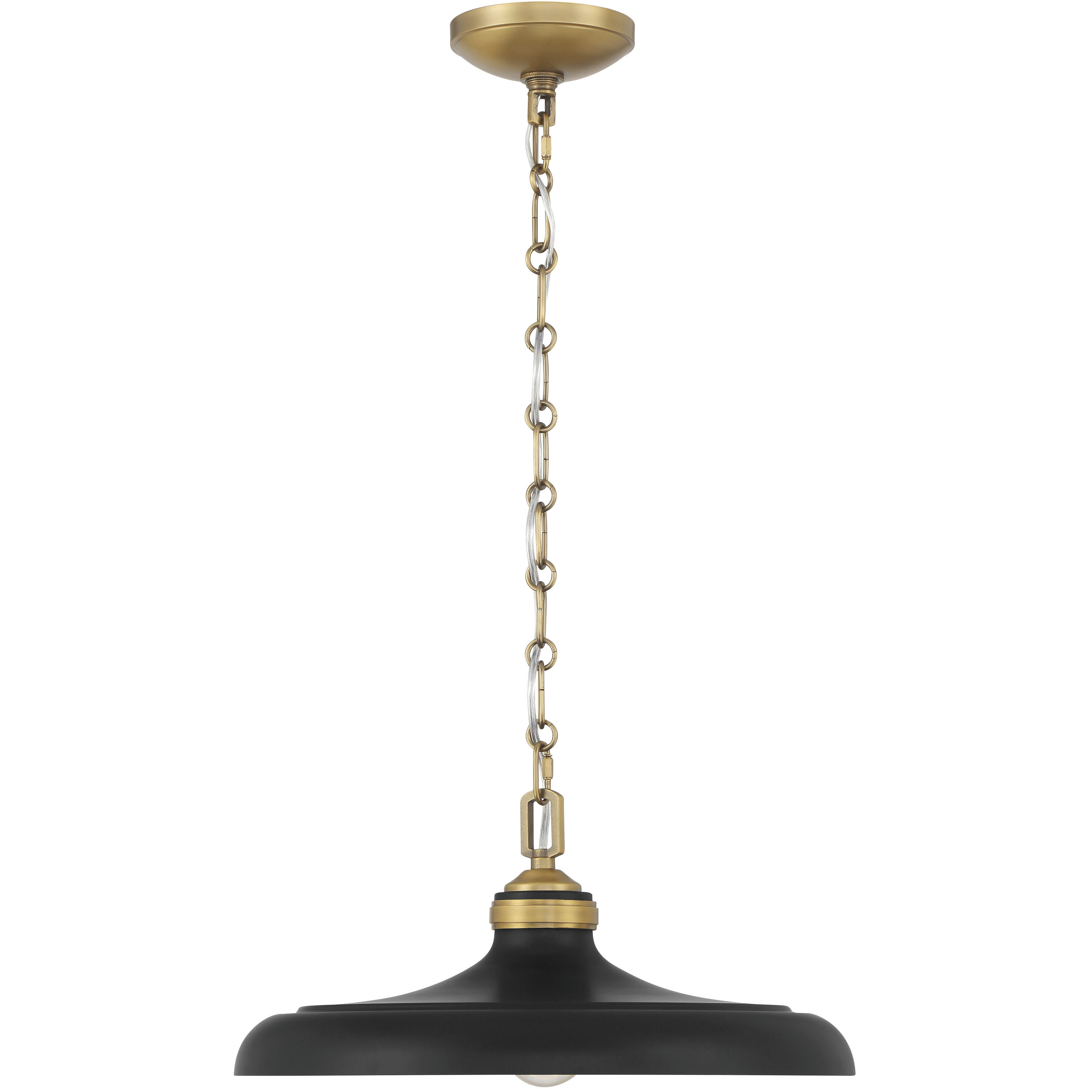 Crowne 1 Light 16 inch Legacy Brass and Dark Matte Black Pendant Ceiling Light