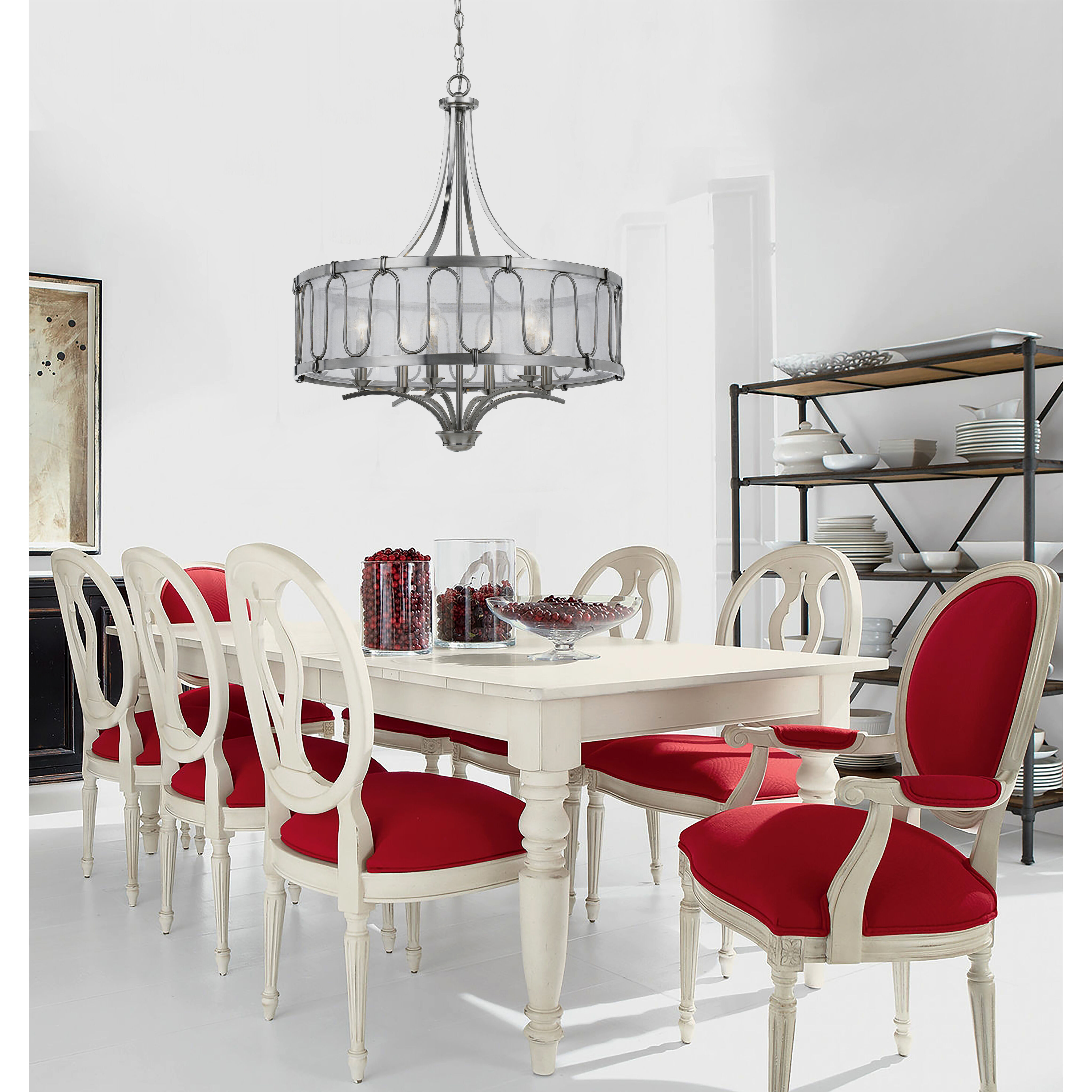 Vincenza 6 Light 26 inch Brushed Steel Chandelier Ceiling Light