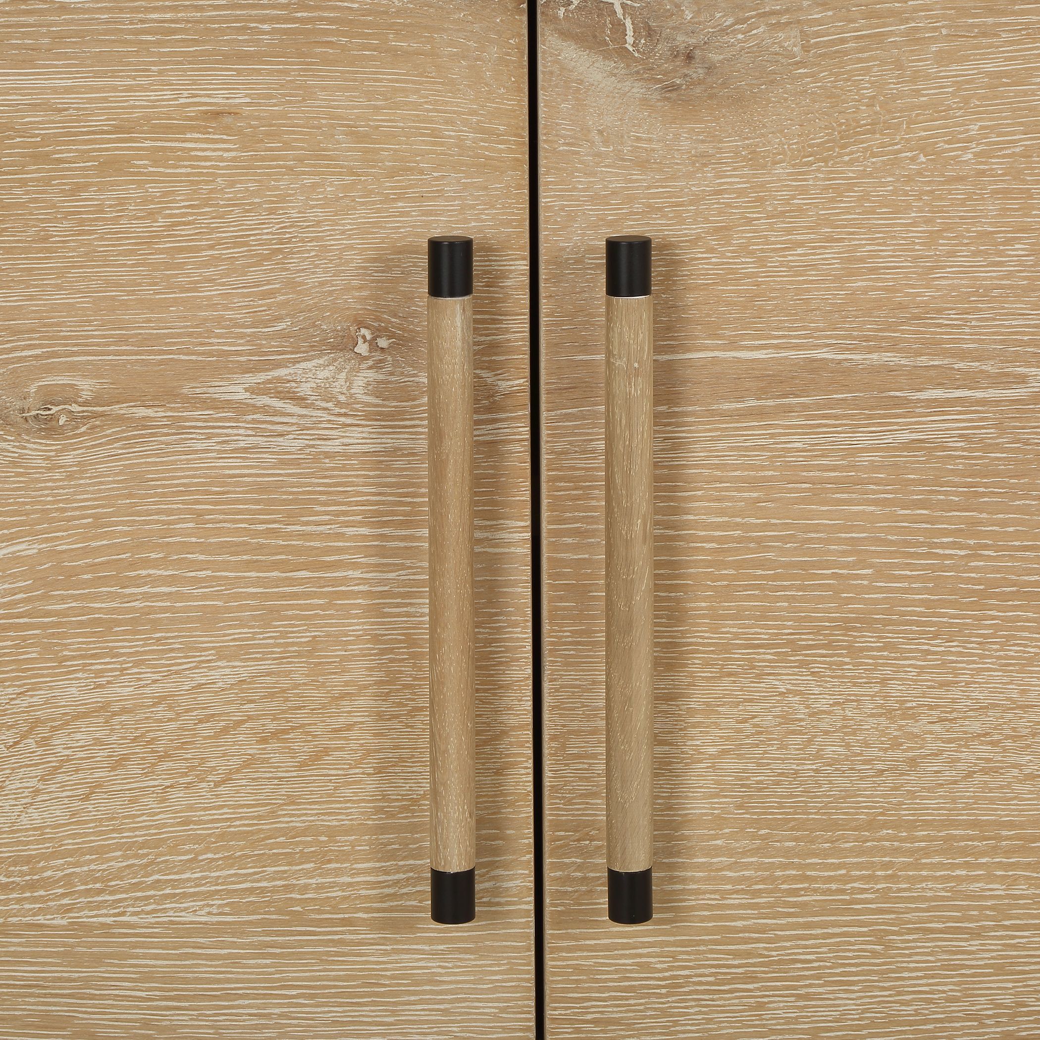 Evanston Natural and Black 4 Door Cabinet