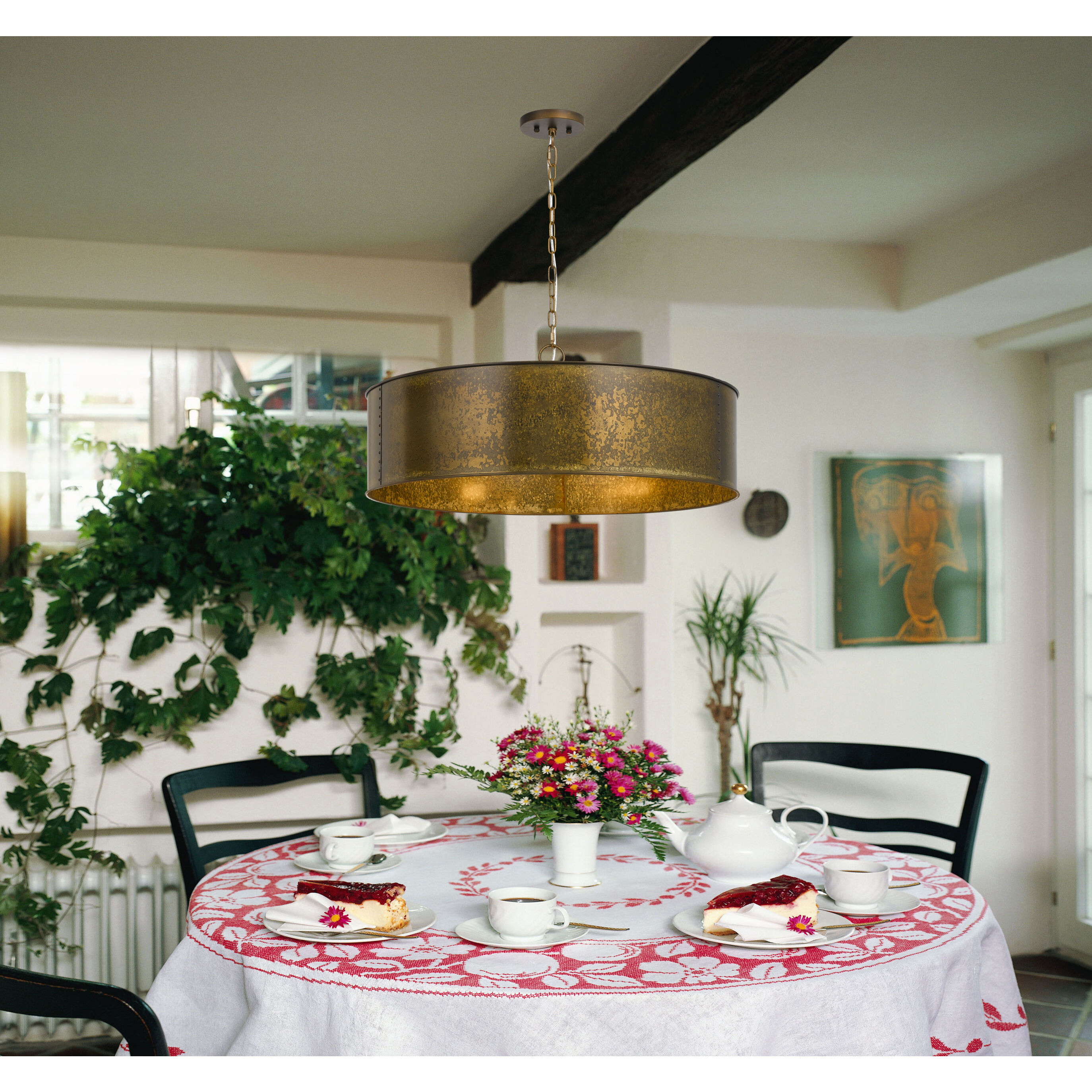 Rochefort 5 Light 30 inch Distress Gold Chandelier Ceiling Light