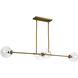 Alora Mood Cassia 4 Light 13.38 inch Aged Gold Linear Pendant Ceiling Light in Clear Glass Shade