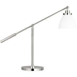 C&M by Chapman & Myers Wellfleet 23.38 inch 9 watt Matte White and Polished Nickel Desk Lamp Portable Light in Matte White / Polished Nickel