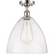 Ballston Dome LED 12 inch Polished Nickel Semi-Flush Mount Ceiling Light in Seedy Glass