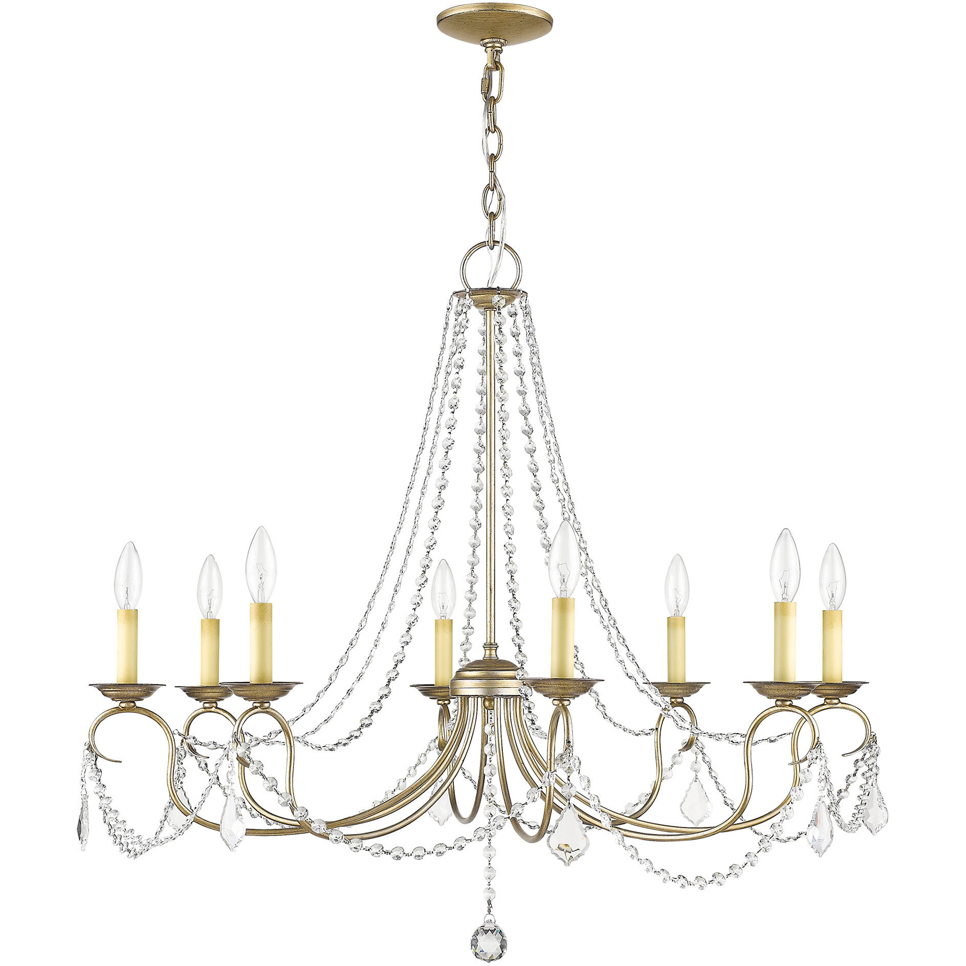 Pennington 8 Light 34 inch Hand Painted Antique Silver Leaf Chandelier Ceiling Light