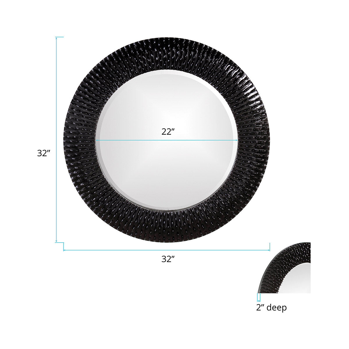 Bergman 32 X 32 inch Glossy Black Wall Mirror 