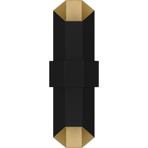 Chasm LED 21 inch Matte Black Gold Outdoor Wall Lantern