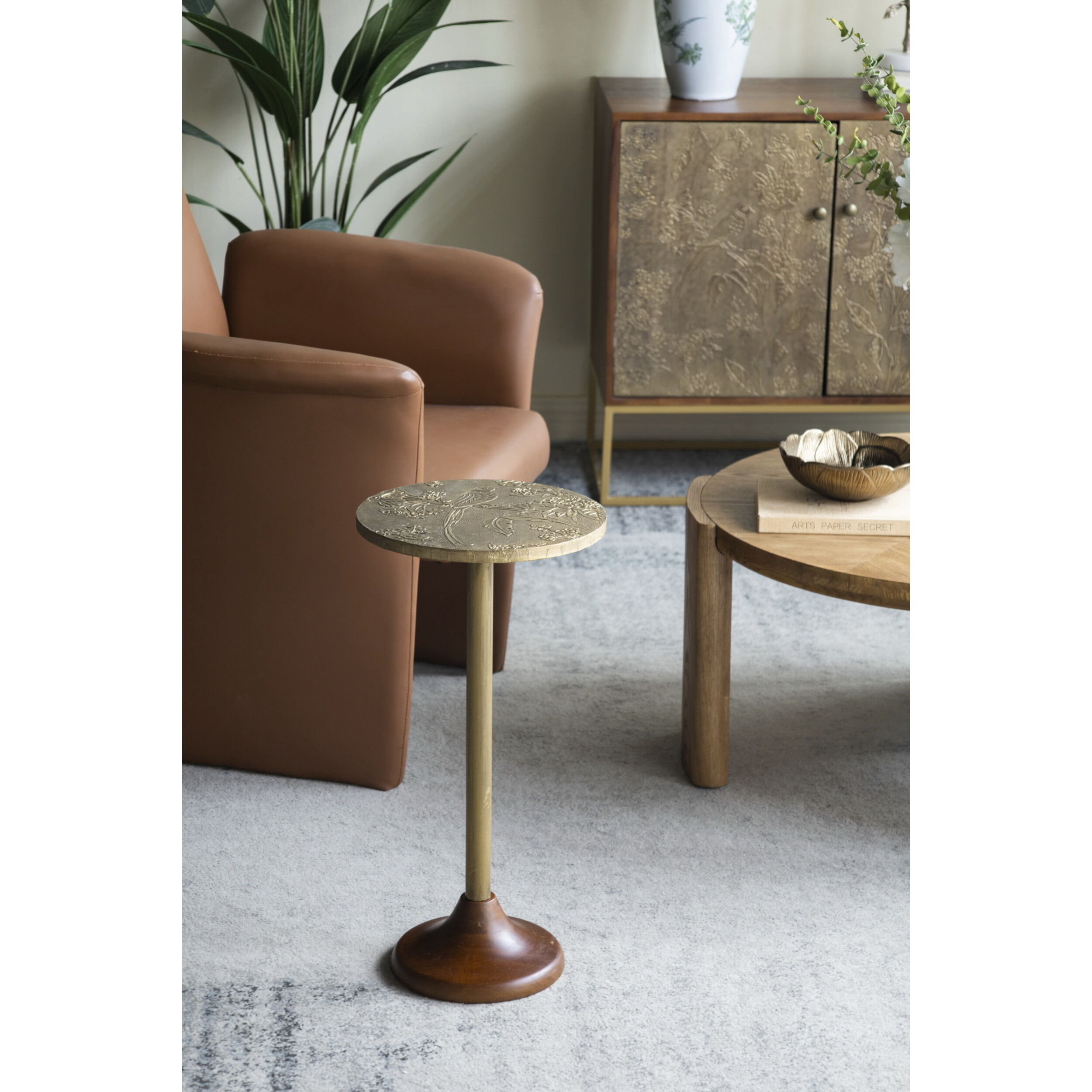 Anita 24 X 11.8 inch Gold and Brown Side Table