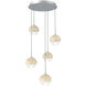 Cabochon LED Classic Silver with Travertine Stone Pendant Chandelier Ceiling Light in 2700K LED, Opal White
