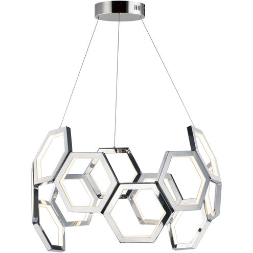 Polygon LED 30 inch Polished Chrome Single Pendant Ceiling Light