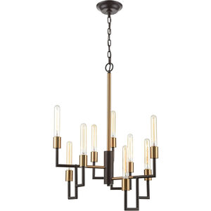 Wright 9 Light 23 inch Oil Rubbed Bronze with Satin Brass Chandelier Ceiling Light