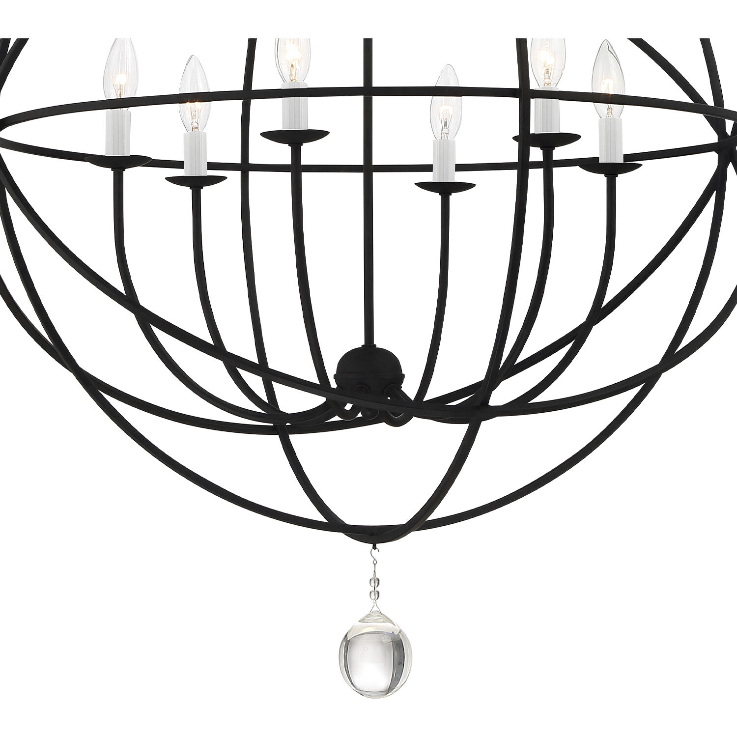Solaris 6 Light 22.5 inch Black Chandelier Ceiling Light