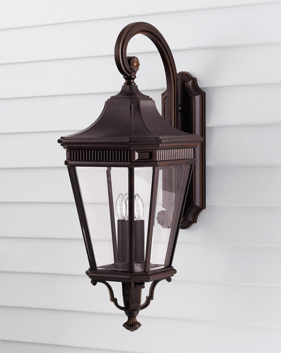 Cotswold Lane 3 Light 30 inch Grecian Bronze Outdoor Wall Lantern, Large
