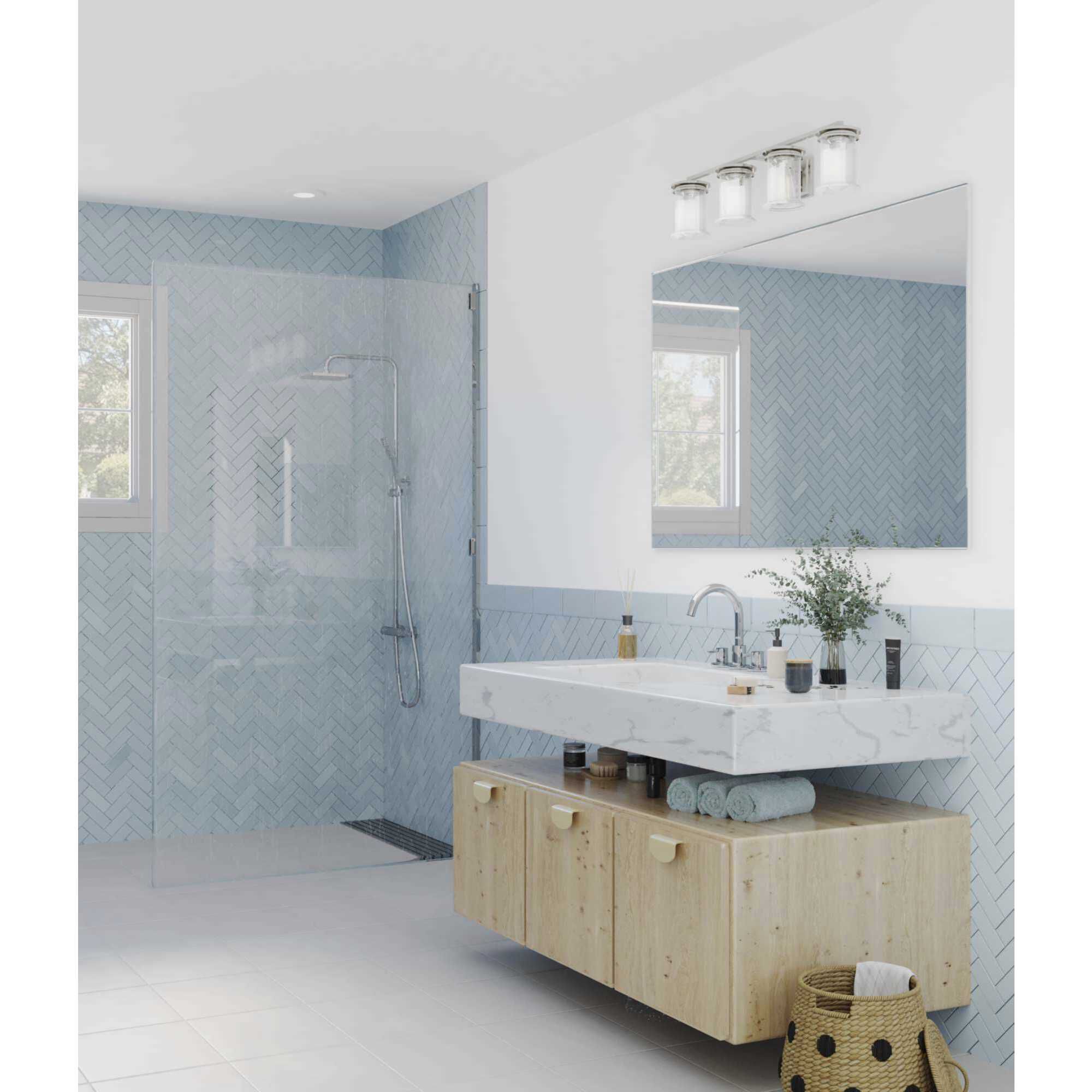 Winslett 4 Light 33 inch Brushed Nickel Bath Vanity Wall Light