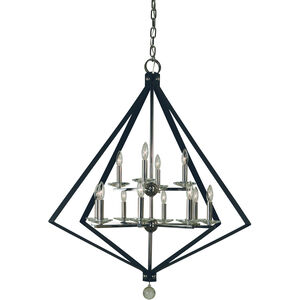 Ice 12 Light 38 inch Polished Nickel with Matte Black Accents Chandelier Ceiling Light